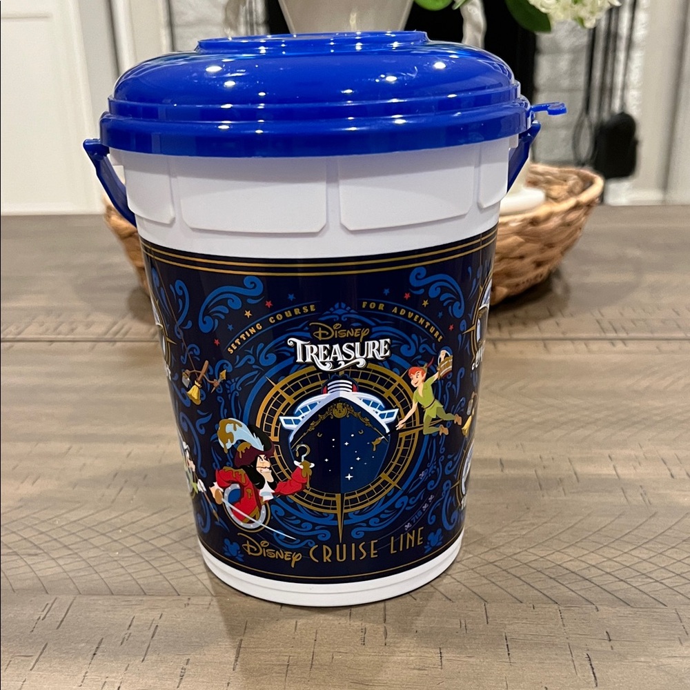 Disney Cruise Line- Disney Treasure Popcorn Bucket - Blue and White. EUC.
